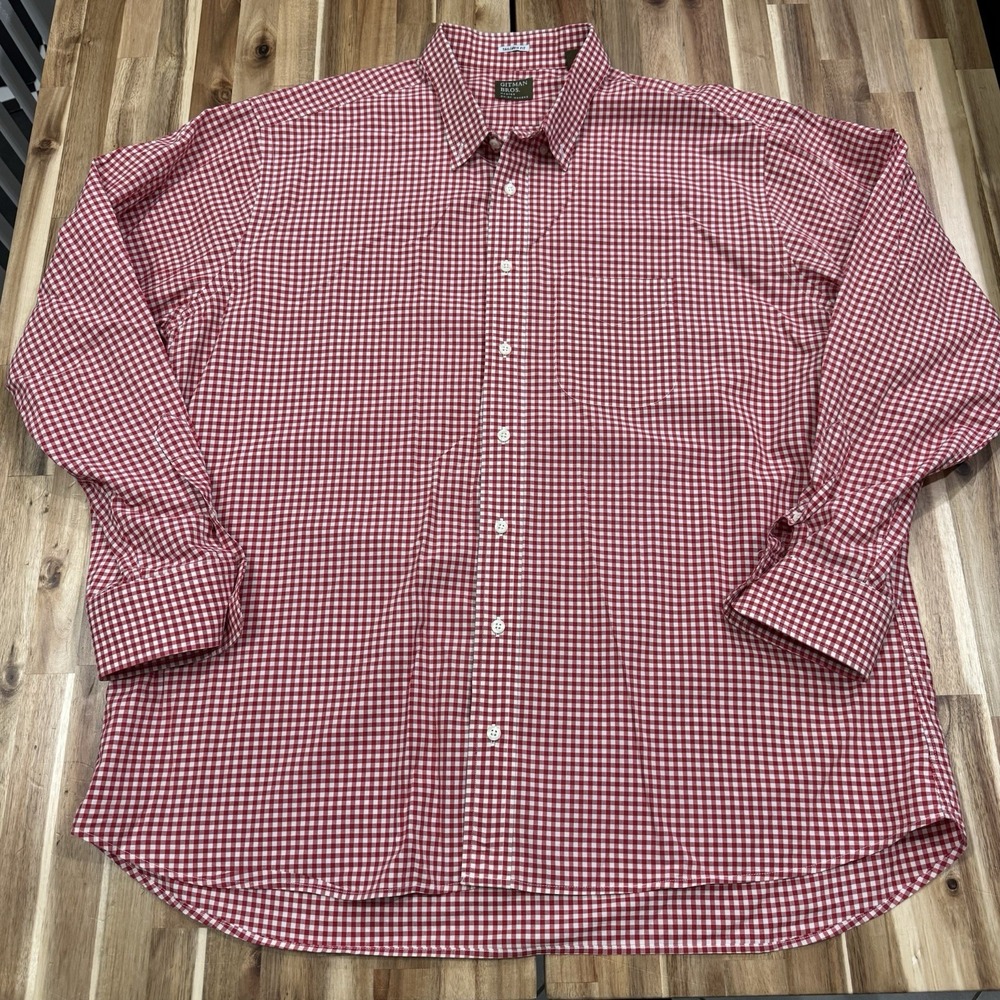 Gitman Bros Shirt Mens 2XL Gingham Red White Check Long Sleeve Button Down USA